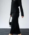 Yandan Bağlamalı Etekli Takım  Siyah