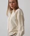 Yanları Bağlamalı Basic Gömlek - Ekru