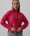 Yanları Bağlamalı Basic Gömlek - Fuşya