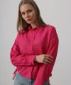 Yanları Bağlamalı Basic Gömlek - Fuşya