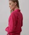 Yanları Bağlamalı Basic Gömlek - Fuşya