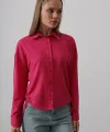 Yanları Bağlamalı Basic Gömlek - Fuşya