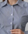 Yanları Büzgülü Çizgili Gömlek - Çizgili İndigo