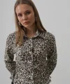 Yanları Büzgülü Leopar Gömlek - Leopar
