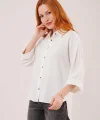 Yarasa Kol Rahat Kalıp Beyaz Gömlek