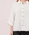 Yarasa Kol Rahat Kalıp Beyaz Gömlek