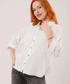 Yarasa Kol Rahat Kalıp Beyaz Gömlek