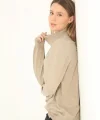 Yarım Balıkçı Yaka Triko Kazak  Bej