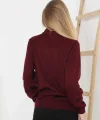 Yarım Boğaz Triko Kazak Yumuşak Dokulu Pamuklu Ince Dokuma, Uzun Kollu Rahat Regular Kalıp - Bordo