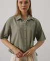 Yarım Kol Gömlek - Haki