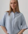 Yarım Kol Müslin Gömlek - Bebe Mavisi