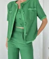 Yeşil Askılı Büstiyer Ceket Ve Pantolon Takım