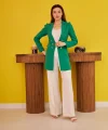 Yeşil Blazer Düğmeli Ceket
