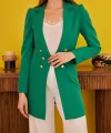 Yeşil Blazer Düğmeli Ceket