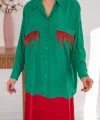 Yeşil Cepli Püsküllü Gömlek