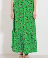 Yeşil Çiçek Desenli Uzun Örme Etek 1886