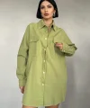 Yeşil Çift Cep Kapaklı Çıtçıtlı Gömlek