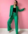 Yeşil Çift Düğmeli Ceket Ve Pantolon Takım