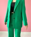 Yeşil Çift Düğmeli Ceket Ve Pantolon Takım