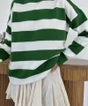 Yeşil Çizgili Triko Kazak