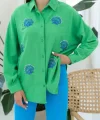 Yeşil Deniz Kabuk Desenli Gömlek