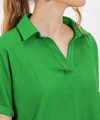 Yeşil Oversize Polo Yaka Örme Bluz 0486