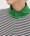 Yeşil Polo Yaka Fermuarlı Çizgili Tişört 0497