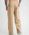 Yırtmaç Detaylı Boru Paça Baggy Eşofman Pantolon - Bej