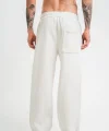 Yırtmaç Detaylı Boru Paça Baggy Eşofman Pantolon - Beyaz