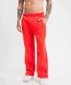 Yırtmaç Detaylı Boru Paça Baggy Eşofman Pantolon - Kırmızı