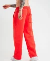 Yırtmaç Detaylı Boru Paça Baggy Eşofman Pantolon - Kırmızı