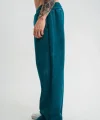 Yırtmaç Detaylı Boru Paça Baggy Eşofman Pantolon - Koyu Deniz Yeşili