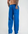 Yırtmaç Detaylı Boru Paça Baggy Eşofman Pantolon -Mavi