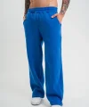 Yırtmaç Detaylı Boru Paça Baggy Eşofman Pantolon -Mavi