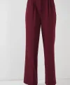 Yüksek Bel Bol Kumaş Pantolon 6697  Bordo