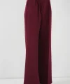 Yüksek Bel Bol Kumaş Pantolon 6697  Bordo