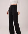 Yüksek Bel Bol Paça Krep iyah Pantolon