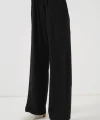 Yüksek Bel Bol Paça Pantolon - Siyah