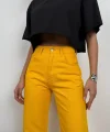 Yüksek Bel Boru Paça Jean
