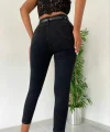 Yüksek Bel Düğme Ve Yırtık Detaylı Kot Pantolon Jean 92cm