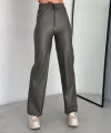 Yüksek Bel Geniş Paça Içi şardonlu Deri Pantolon.