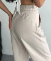 Yüksel Bel Rahat Paça Pantalon - Kırık Beyaz