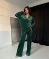 Zümrüt Klasik Gömlek Ve Pantolon Kadife Takım