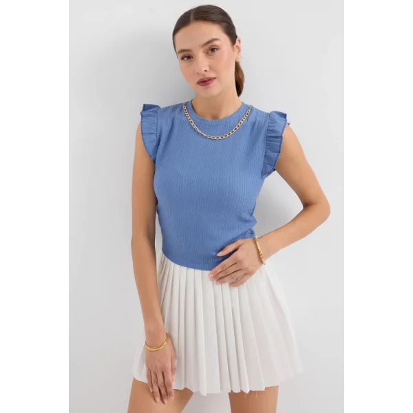 0430 Örme Bluz  İndigo