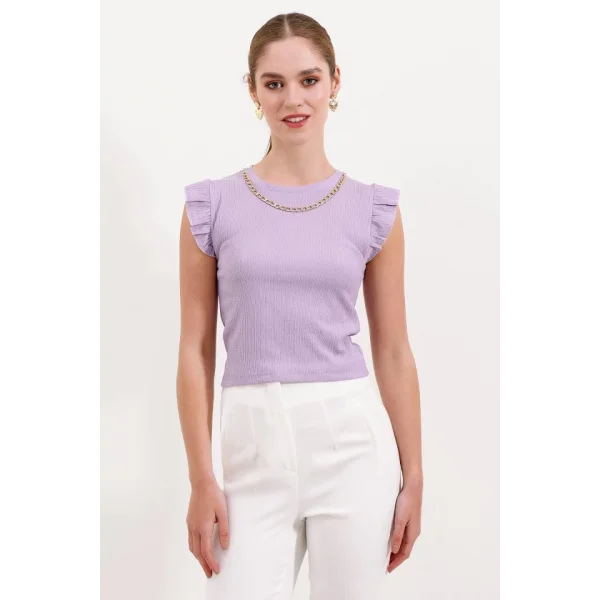 0430 Örme Bluz  Lila
