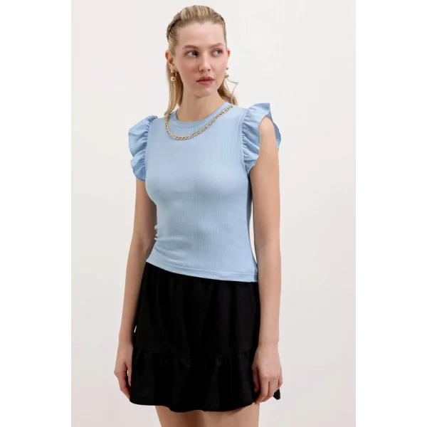 0430 Örme Bluz  Mavi