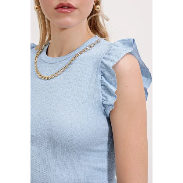 0430 Örme Bluz  Mavi