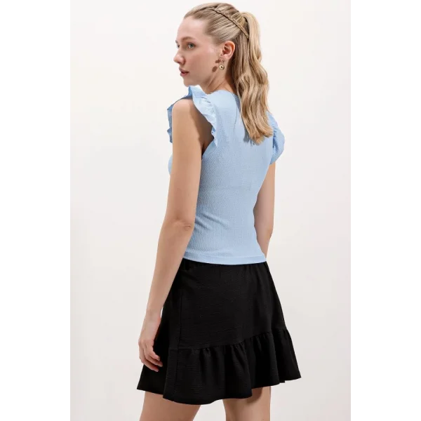 0430 Örme Bluz  Mavi