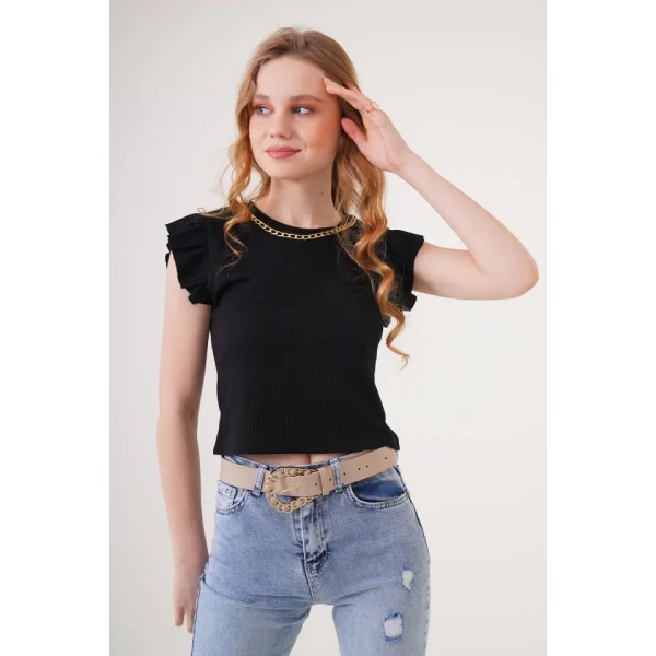 0430 Örme Bluz  Siyah