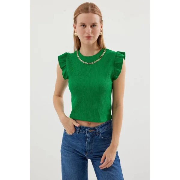 0430 Örme Bluz  Yeşil
